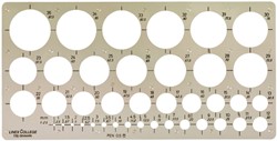 Cirkelsjabloon Linex 39 cirkels met inktvoetjes 1-35mm grijs