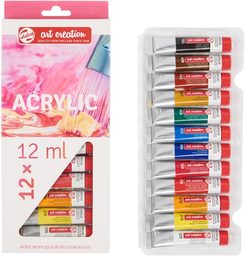Acrylverf Talens Art Creation met stappenplan 12ml set à 12 kleuren-3