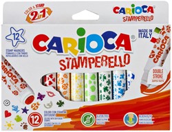 Viltstiften Carioca stempelstift 2 in 1 set à 12 kleuren