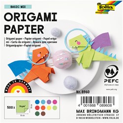 Origami papier Folia 70gr 10x10cm 500 vel assorti kleuren