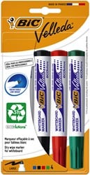 Whiteboardmarker Bic Velleda 1704 rond large assorti blister à 4 stuks