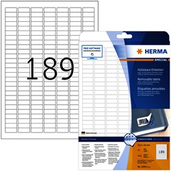 Etiket HERMA 10001 A4 25.4x10mm verwijderbaar wit