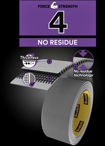 Plakband Scotch Extremium no residue duct tape 18.2mx48mm grijs-4
