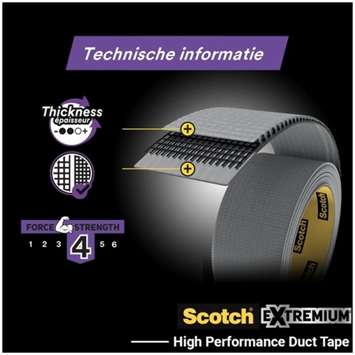 Duct tape Scotch Extremium no residue 18.2mx48mm grijs-3