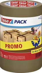 Verpakkingstape Tesa 57519 50mmx66m bruin PP promopack