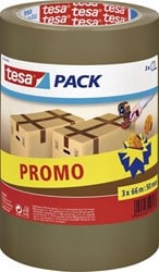 Verpakkingstape tesapack® 66mx50mm bruin promopack 3 rollen
