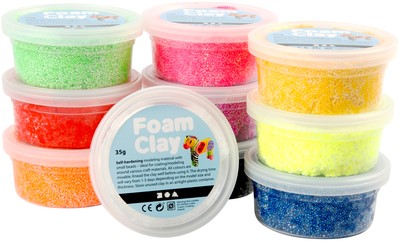 Klei Foam Clay basic 10 x 35gr 10 kleuren-2
