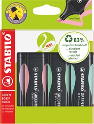 Markeerstift STABILO GREEN BOSS 6070/4 pastel assorti etui à 4 stuks