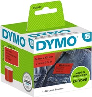 Etiket Dymo labelwriter 2133399 54mmx101mm badge zwart/rood rol à 220 stuks