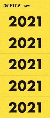 Rugetiket Leitz jaartal 2021 80mm geel