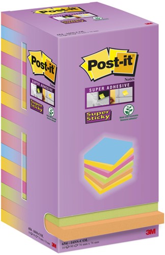 Memoblok Post-it Super Sticky 654 76x76mm color