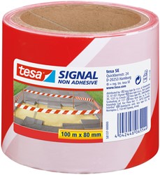 Signaallint Tesa 58137 80mmx100m rood/wit