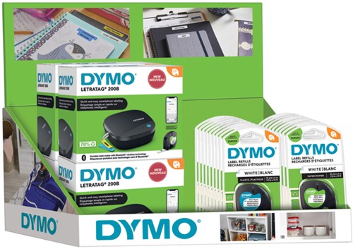 Labelprinter Dymo LetraTag 200B draagbaar bluetooth 12mm zwart display