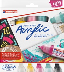 Acrylmarker 3D double liner edding e-5400 medium set van 5 kleuren basis