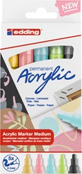 Acrylmarker edding e-5100 medium set van 5 kleuren pastel