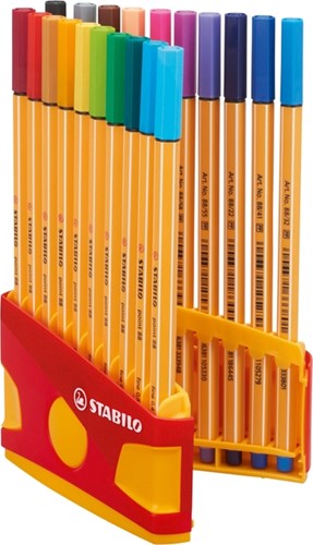 Fineliner STABILO point 88 ColorParade rollerset geel/rood fijn assorti etui à 20 stuks-2