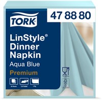 Dinnerservetten Tork LinStyle® 1/4-vouw 1-laags 50st aquablauw 478880-3