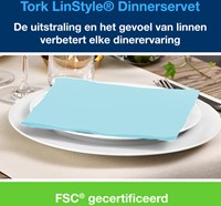 Dinnerservetten Tork LinStyle® 1/4-vouw 1-laags 50st aquablauw 478880
