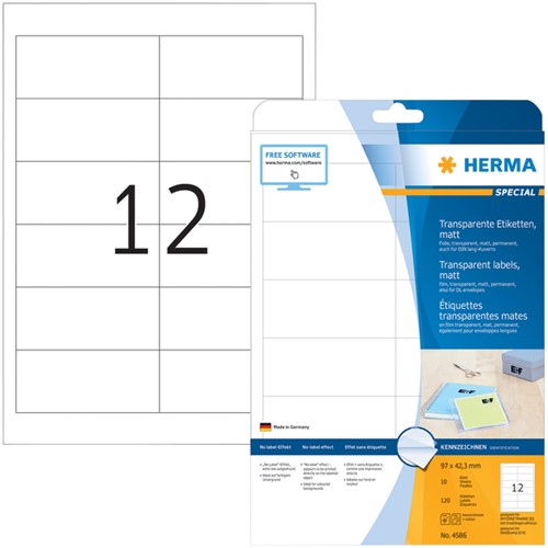 Etiket HERMA 4586 97x42.3mm weerbestendig transparant mat 120stuks-2