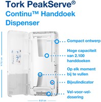 Handdoekdispenser Tork PeakServe® Continu™ H5 Elevation wit 552500-3