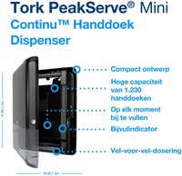 Handdoekdispenser Tork  PeakServe® Mini Continu™ H5 Elevation zwart 552558-3