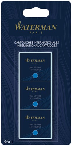 Inktpatronen Waterman blauw uitwasbaar blister à 6 stuks