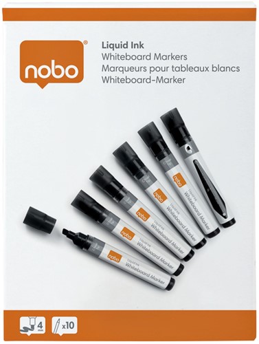 Viltstift Nobo whiteboard Liquid ink drymarker schuin zwart 4mm-1