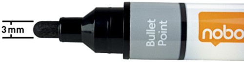 Viltstift Nobo whiteboard Liquid ink drymarker rond zwart 3mm-2