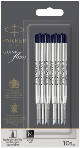 Balpenvulling Parker Quinkflow medium zwart blister à 10 stuks