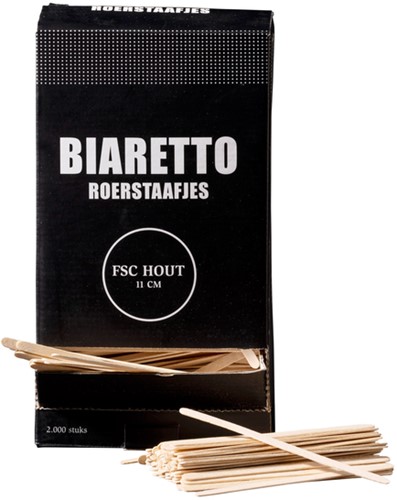 Roerstaafjes Biaretto hout 11cm 2000 stuks-2