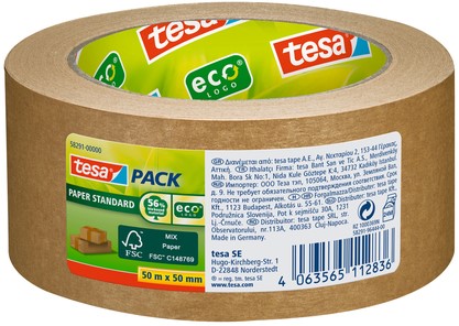 Verpakkingstape Tesa 58291 eco papier FSC 50mmx50m bruin