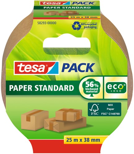 Verpakkingstape tesapack® Papier Standard ecoLogo 38mmx25m bruin
