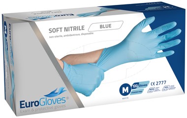 Handschoen Eurogloves nitril M blauw 100 stuks