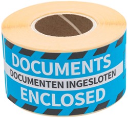 Waarschuwingsetiket Rillprint documents enclosed 46x125mm blauw 250 stuks