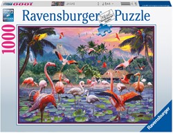 Puzzel Ravensburger Roze flamingo's 1000 stukjes