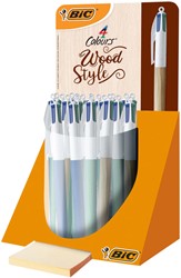 Balpen Bic 4 kleuren wood medium assorti