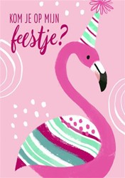 Uitnodiging Flamingo 14x9cm