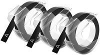 Labeltape Dymo 3D 9mmx3m plastic wit op zwart blister à 3 stuks-3