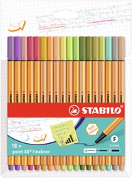 Fineliner STABILO point 88 set à 18 kleuren