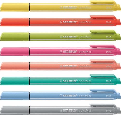Viltstift STABILO pointmax etui à 8 pastel kleuren-3