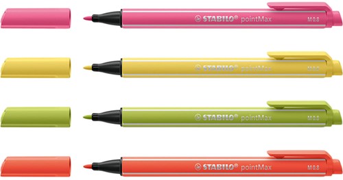 Viltstift STABILO pointmax etui à 4 pastel kleuren-5