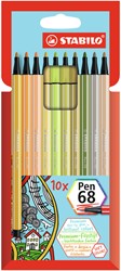 Viltstift STABILO Pen 68 etui à 10 nieuwe kleuren