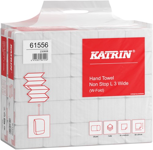 Handdoek Katrin W-vouw 3-laags wit 320x240mm