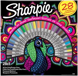 Viltstift Sharpie bigpack pauw à 28 kleuren