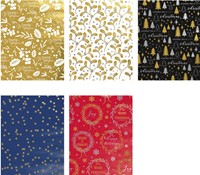 Inpakpapier Kerst metallic 150x70cm assorti-2