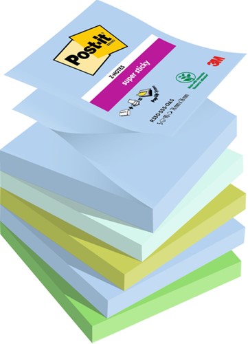 Memoblok Post-it Z-Notes R330 Super Sticky 76x76mm Oasis