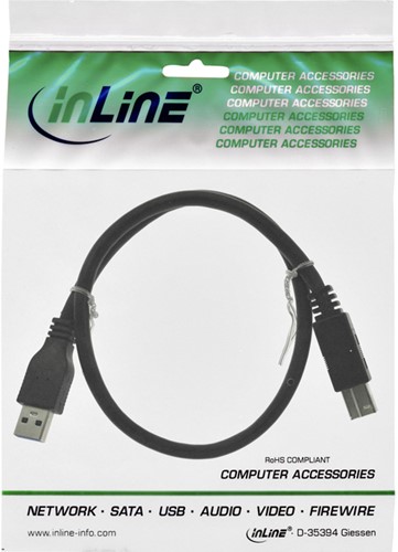Kabel Inline USB-A USB-B 3.0 M 0.5 meter zwart-2