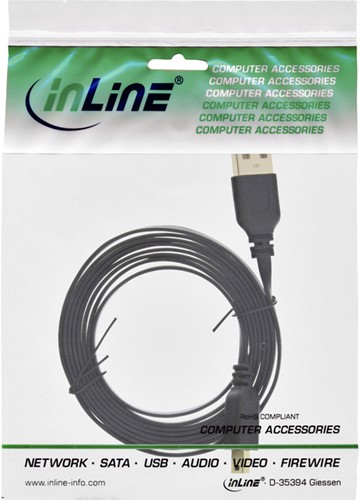 Kabel InlLne USB-A mini-B 2.0 platte kabel 2 meter zwart-2