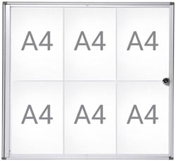 Binnenvitrine wand MAULextraslim whiteboard 6xA4 met slot