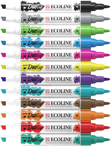 Duotip marker Ecoline basis set 12 kleuren-2